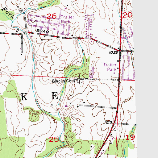 Topographic Map of Blacks Cemetery, OH