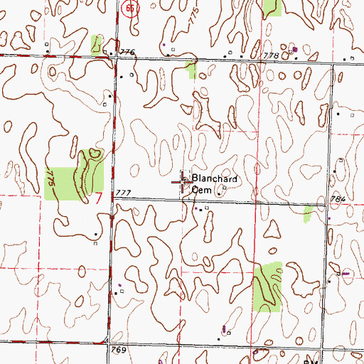 Topographic Map of Blanchard Cemetery, OH