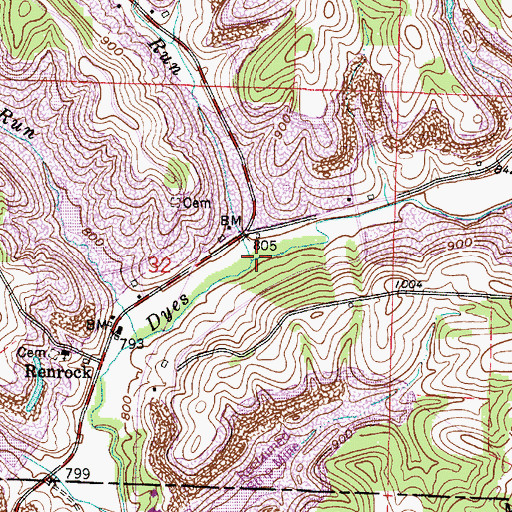 Topographic Map of Blanchard Run, OH