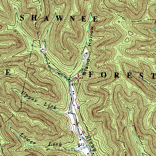 Topographic Map of Bland Hollow, OH