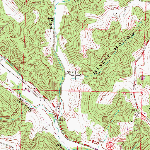 Topographic Map of Blazer Hollow, OH
