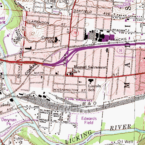 Topographic Map of Blessed Sacrament School, OH