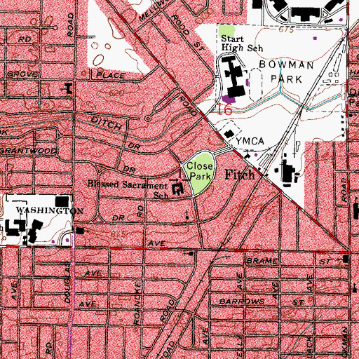 Topographic Map of Blessed Sacrament School, OH