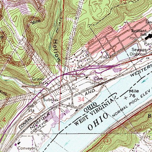 Topographic Map of Blockhouse Hollow, OH