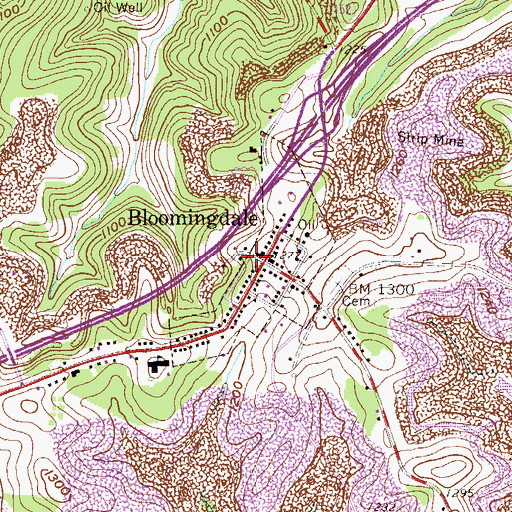 Topographic Map of Bloomingdale, OH