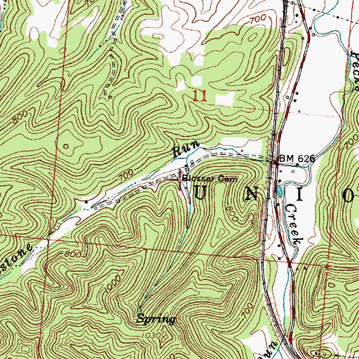 Topographic Map of Blosser Cemetery, OH