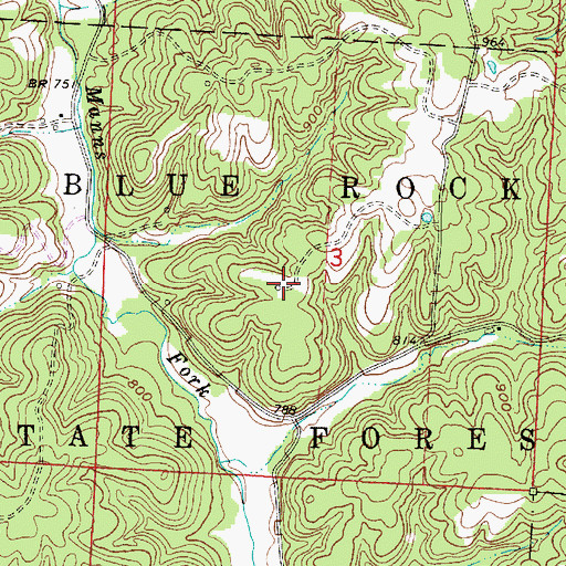 Topographic Map of Blue Rock State Forest, OH