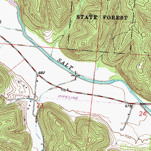 Topographic Map of Blue Creek, OH