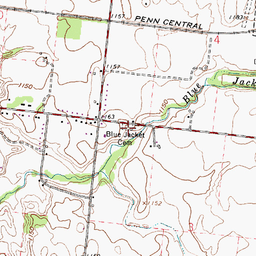 Topographic Map of Blue Jacket Cemetery, OH