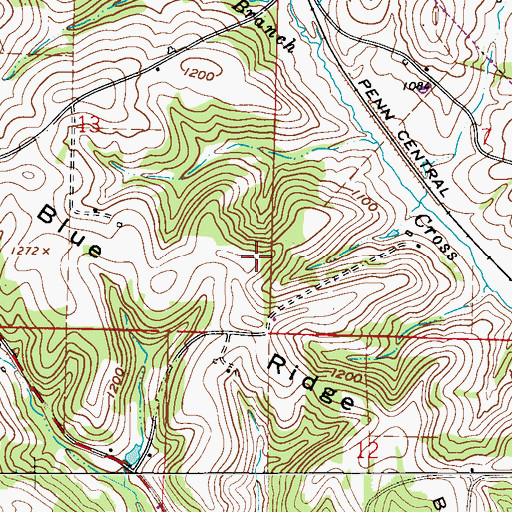 Topographic Map of Blue Ridge, OH