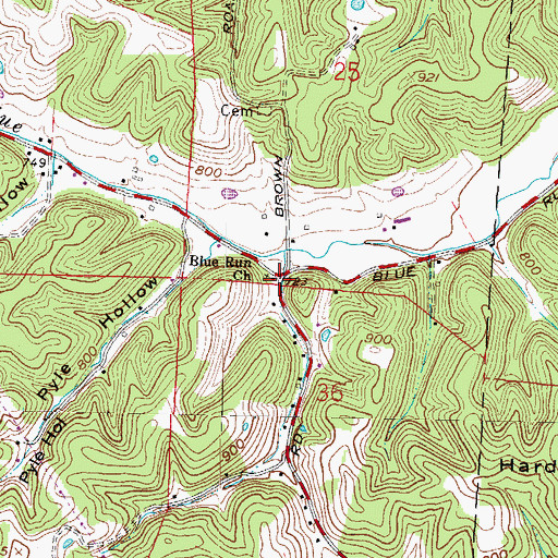 Topographic Map of Blue Run Church, OH