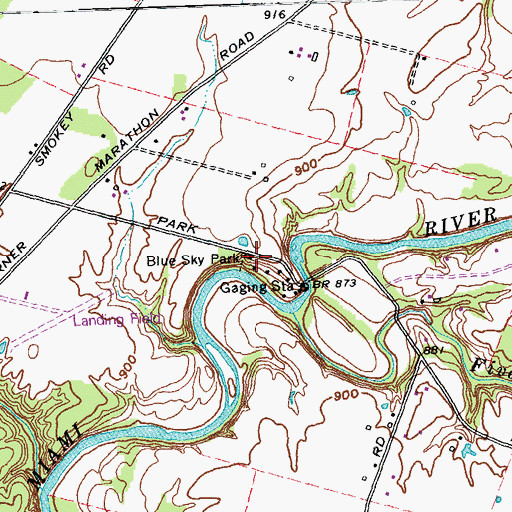 Topographic Map of Blue Sky Park, OH