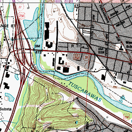 Topographic Map of Bluebell Island, OH