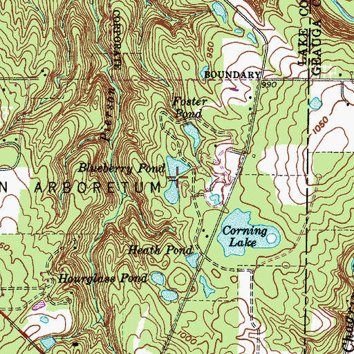 Topographic Map of Blueberry Pond, OH