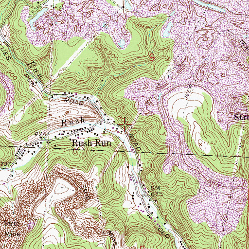 Topographic Map of Blues Run, OH