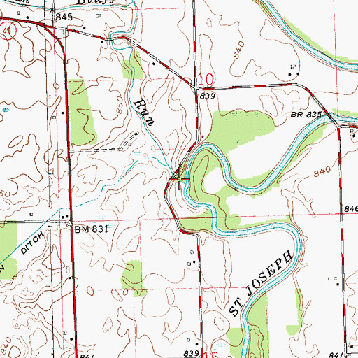 Topographic Map of Bluff Run, OH