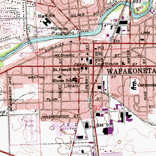 Topographic Map of Blume High School (historical), OH