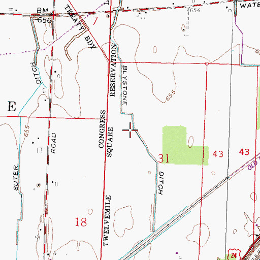 Topographic Map of Blystone Ditch, OH