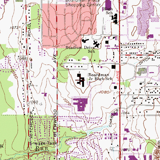 Topographic Map of Boardman Junior High School, OH