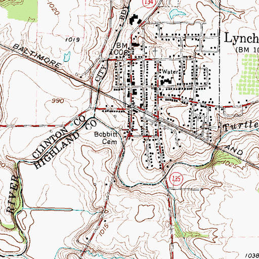 Topographic Map of Bobbitt Cemetery, OH