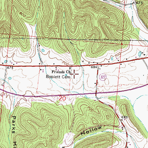 Topographic Map of Boblett Cemetery, OH