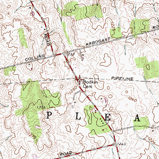 Topographic Map of Bodkin Cemetery, OH