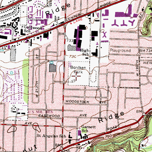 Topographic Map of Bohlken Park, OH