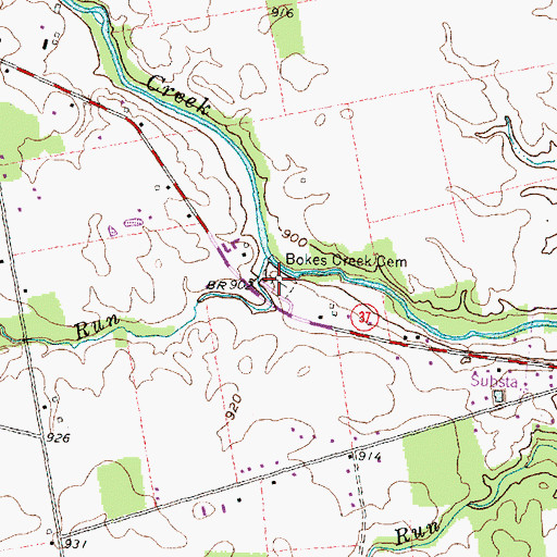 Topographic Map of Bokes Creek Cemetery, OH