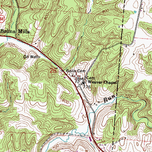 Topographic Map of Bolin Cemetery, OH