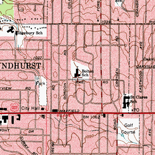Topographic Map of Bolton School, OH