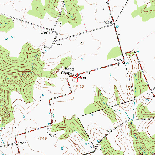 Topographic Map of Bond Chapel, OH