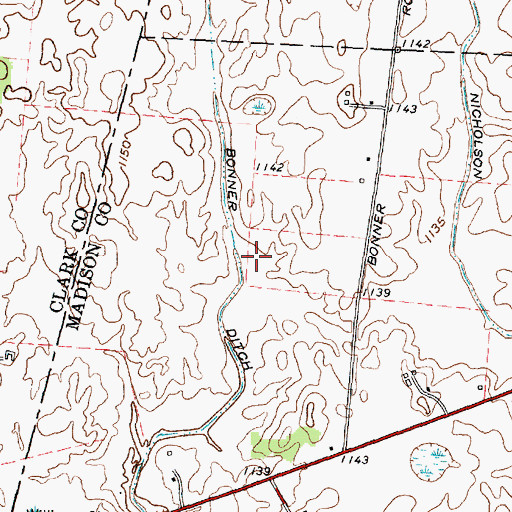 Topographic Map of Bonner Ditch, OH