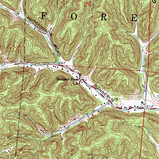Topographic Map of Bonser Run Church, OH