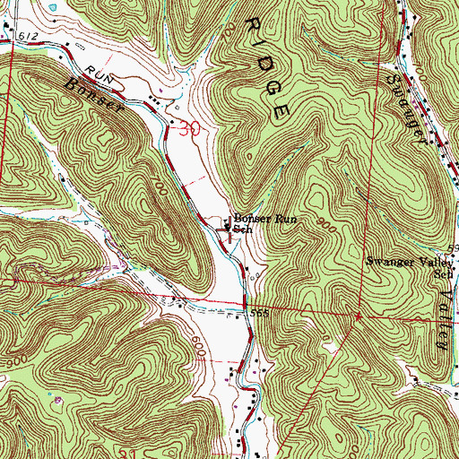 Topographic Map of Bonser Run School, OH