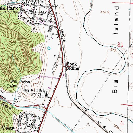 Topographic Map of Book Siding, OH