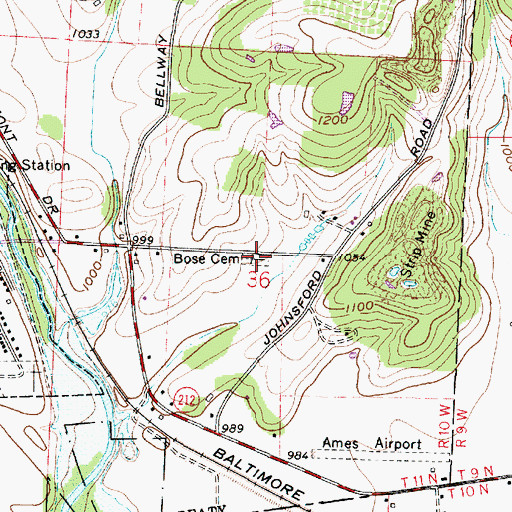Topographic Map of Bose Cemetery, OH