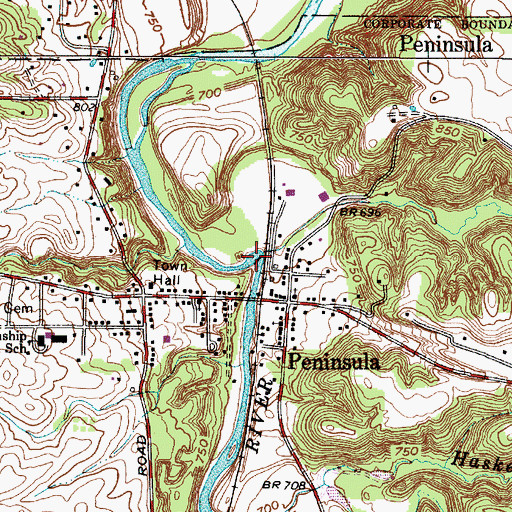 Topographic Map of Boston Run, OH