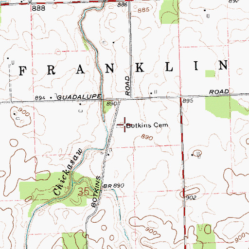 Topographic Map of Botkins Cemetery, OH