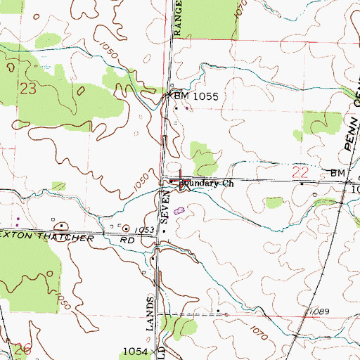 Topographic Map of Boundary Church, OH