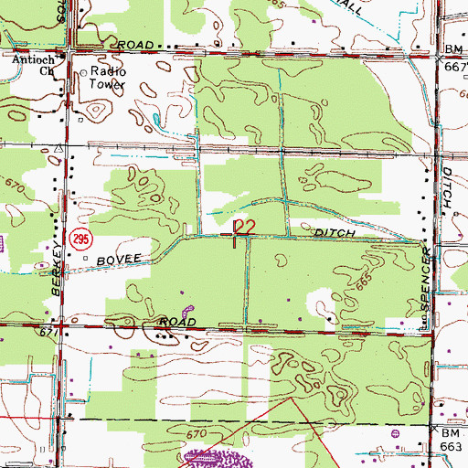 Topographic Map of Bovee Ditch, OH