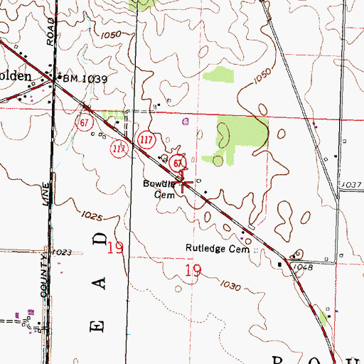 Topographic Map of Bowdle Cemetery, OH