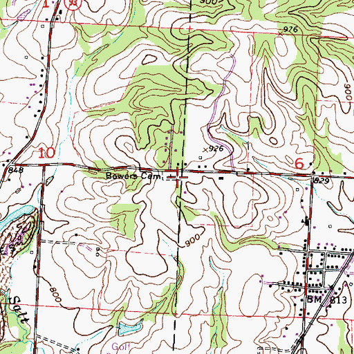 Topographic Map of Bowers Cemetery, OH