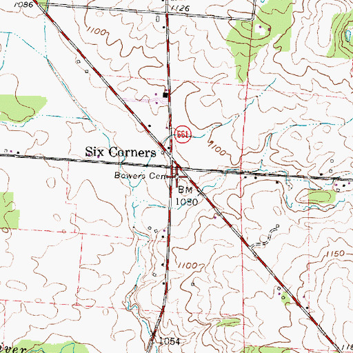 Topographic Map of Bowers Cemetery, OH