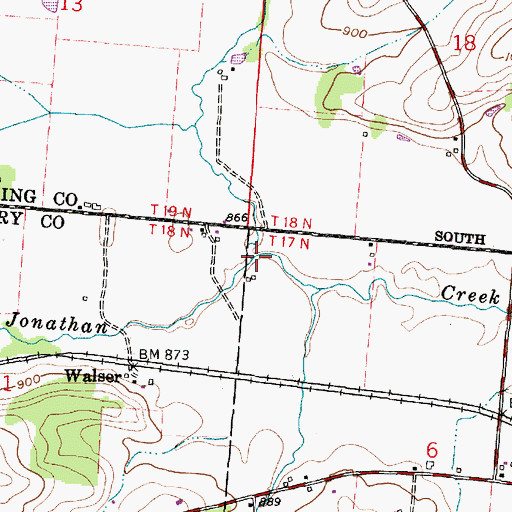 Topographic Map of Bowling Green Creek, OH
