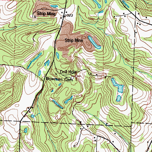 Topographic Map of Bowman Cemetery, OH