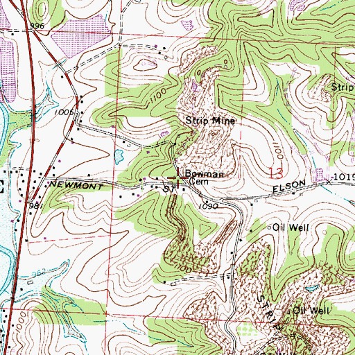 Topographic Map of Bowman Cemetery, OH