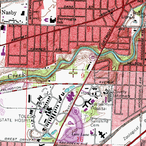 Topographic Map of Bowsher High School, OH