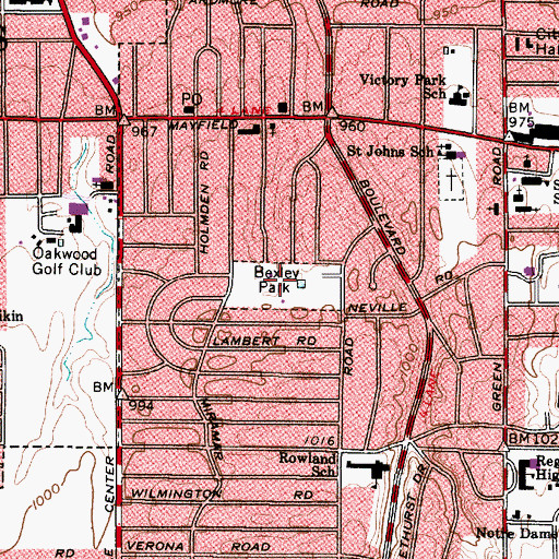 Topographic Map of Boxley Park, OH