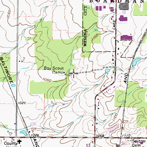 Topographic Map of Boy Scout Camp, OH