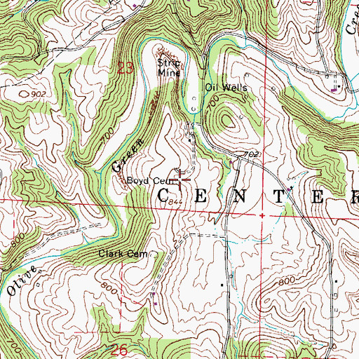 Topographic Map of Boyd Cemetery, OH
